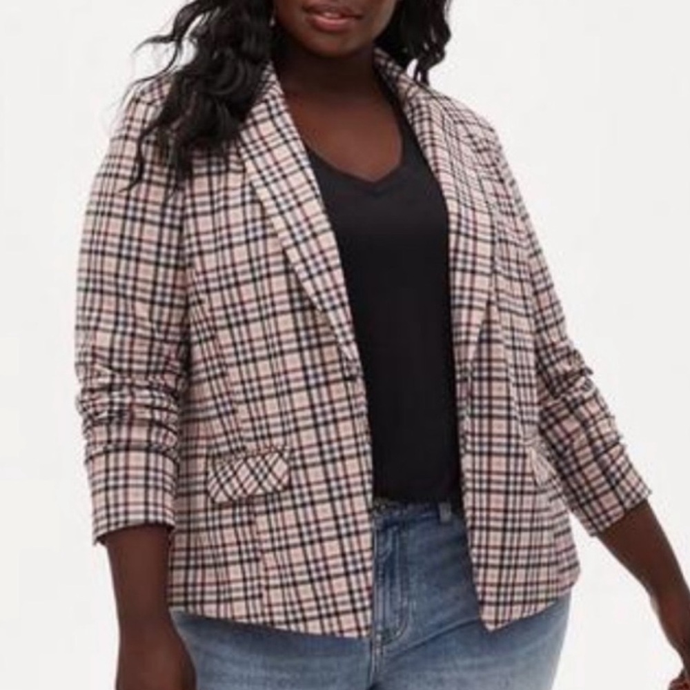Torrid Multicolor Plaid Studio Double Knit Blazer